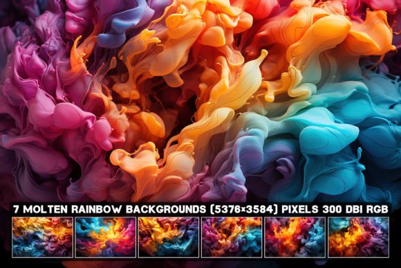 7 Abstract Molten Rainbow Backgrounds: Vibrant Design Assets