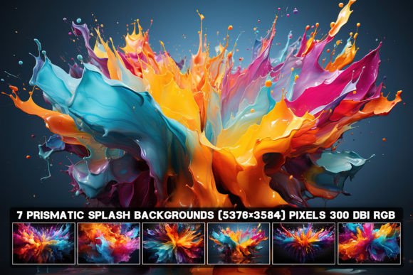7 Abstract Prismatic Splash Backgrounds: A Designer's Colorful Toolkit