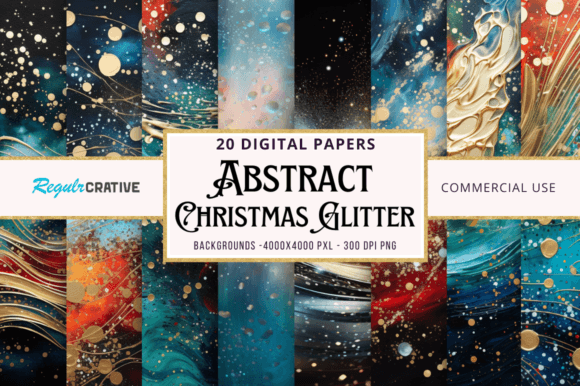 Abstract Christmas Glitter Backgrounds: Instant Festive Sparkle
