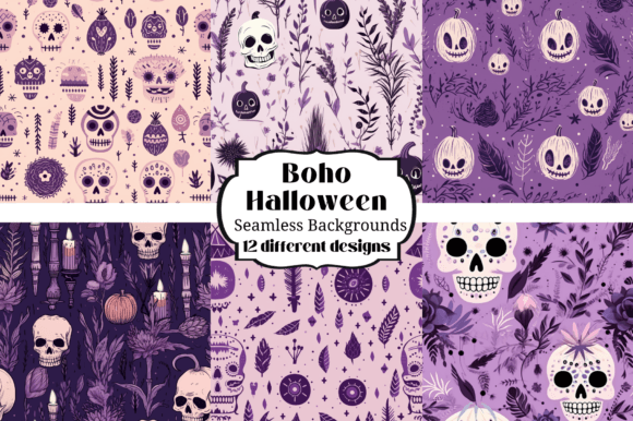 Boho Halloween Purple Backgrounds for Creative Projects