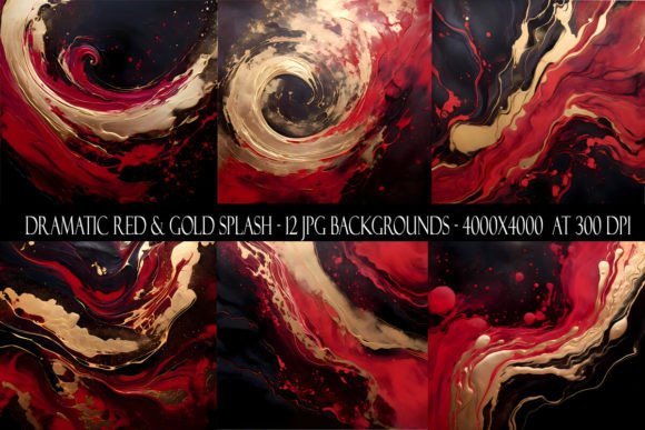 Dramatic Red and Gold Splash Backgrounds: Bold Visual Impact