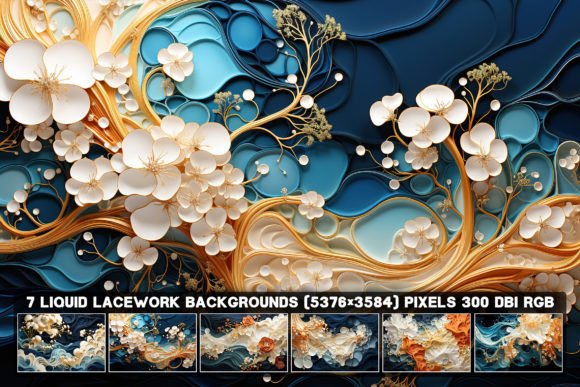 Elevate Your Designs with 7 Abstract Liquid Lacework Backgrounds