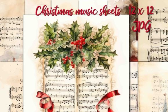 Elevate Your Holiday Designs with Christmas Music Paper Backgrounds Digita