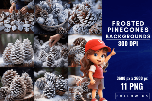 Frosted Pinecones Backgrounds: Winter Magic for Your Designs