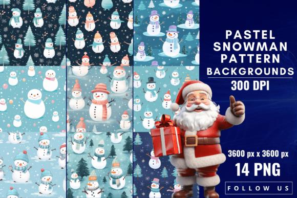 Pastel Snowman Pattern Backgrounds for Winter Magic