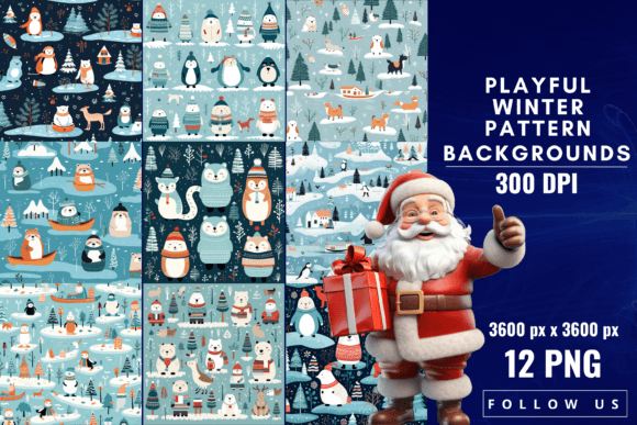 Playful Winter Pattern Backgrounds for Festive Designs
